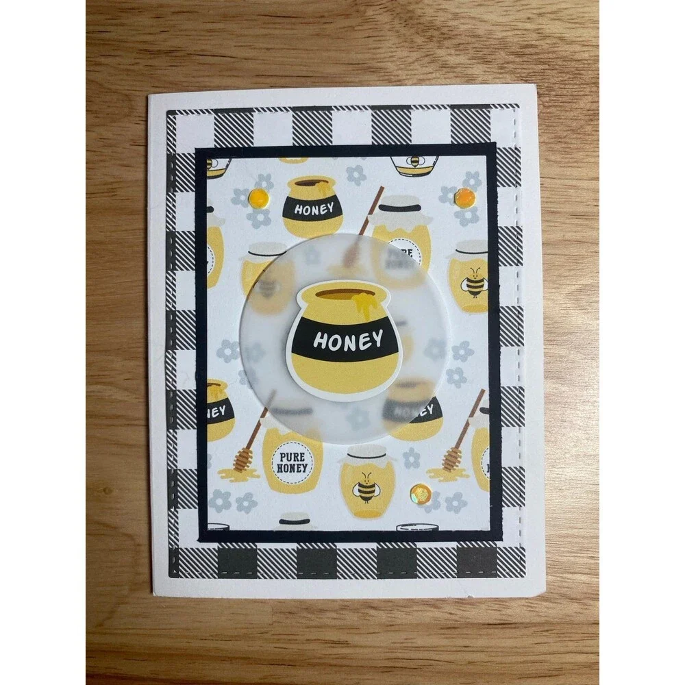Bee & Honey Greeting Card – Handmade A2 Card – All Occasion Blank Card